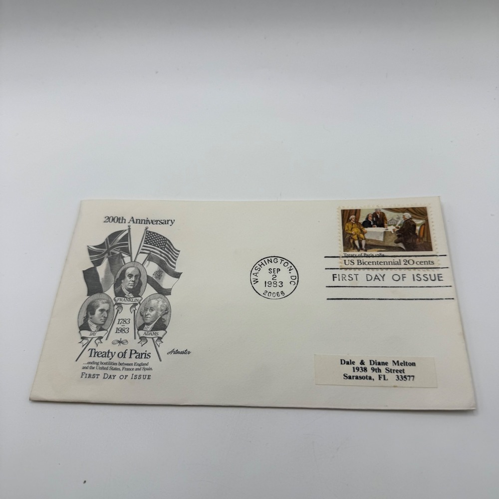 Artmaster 1983 Treaty of Paris 200th Anniversary First Day Cover 20c Stamp FDC